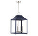 4-Light Pendant in Navy Blue with Polished Nickel