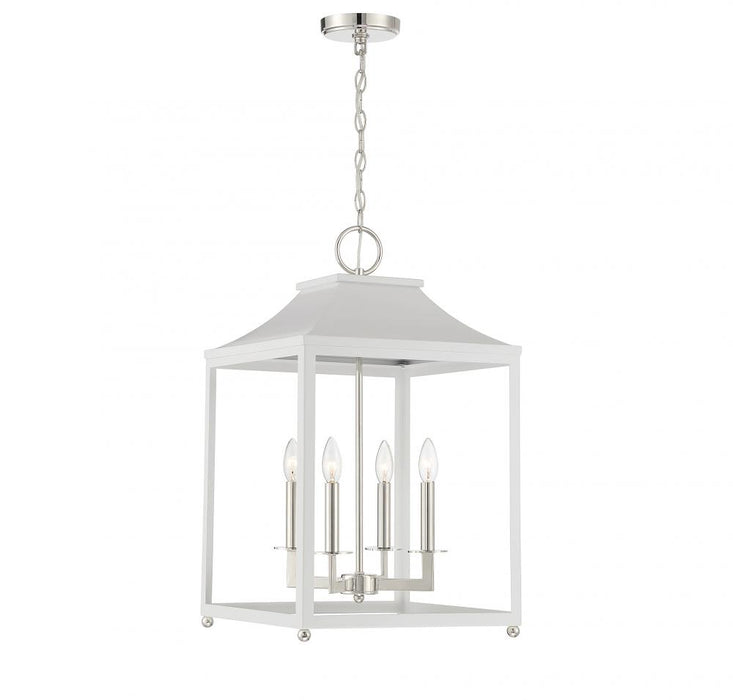 4-Light Pendant in White with Polished Nickel