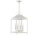 4-Light Pendant in White with Polished Nickel