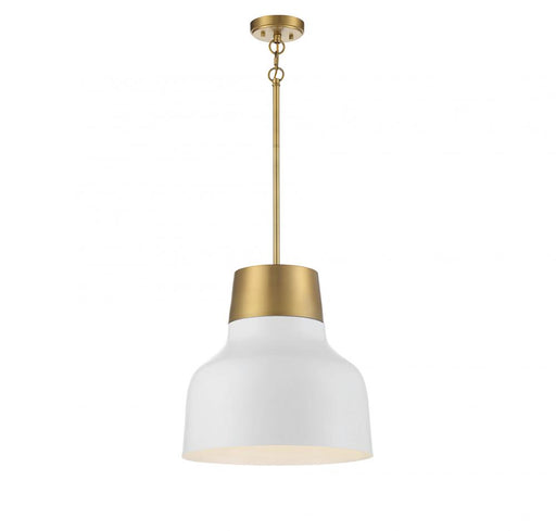 1-Light Pendant in White with Natural Brass