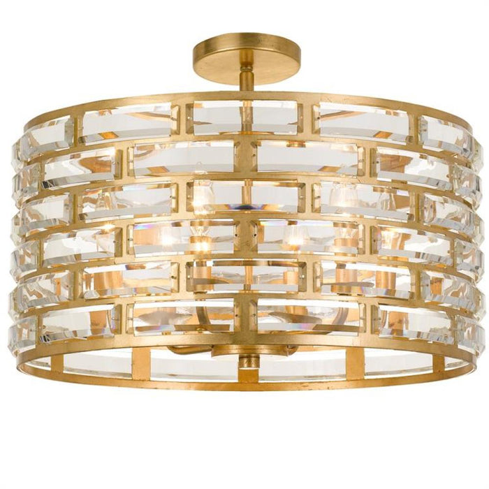 Meridian 6 Light Antique Gold Semi-Flush