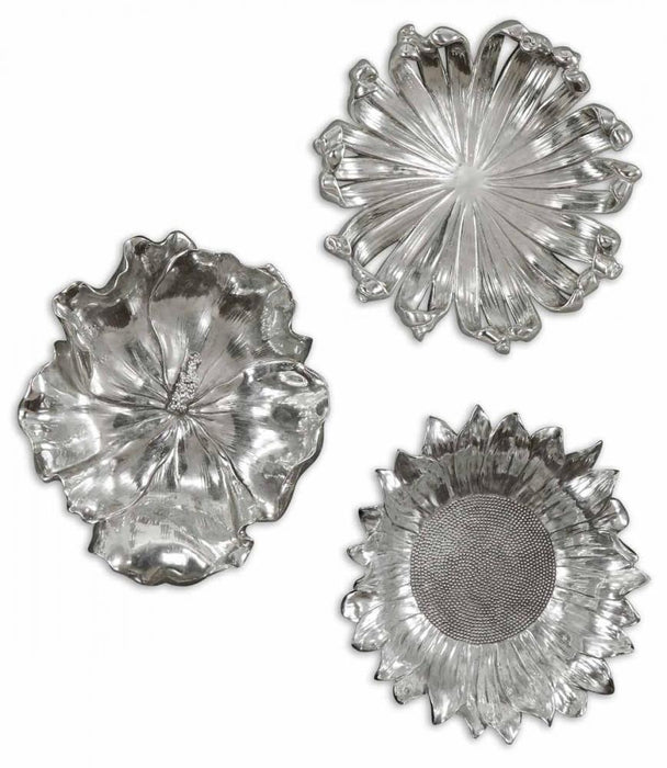 Uttermost Silver Flowers Wall Art, Set/3