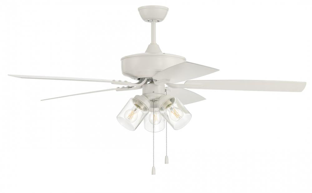 52" Outdoor Pro Plus Ceiling Fan w/Blades & 3 Lights Clear Glass LED