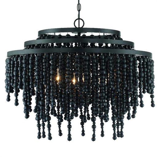 Poppy 6 Light Matte Black Chandelier