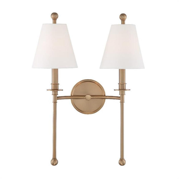 Riverdale 2 Light Aged Brass Wall Mount