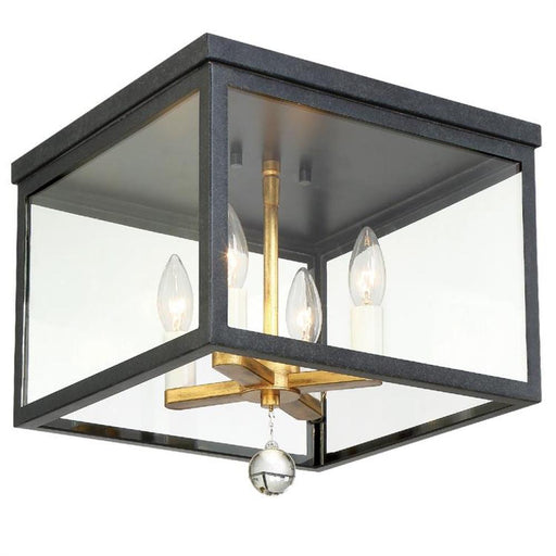 Weston 4 Light Black & Antique Gold Ceiling Mount