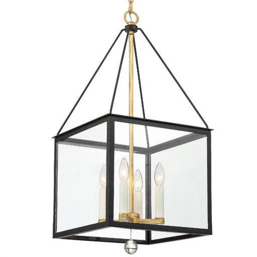 Weston 4 Light Black & Antique Gold Lantern