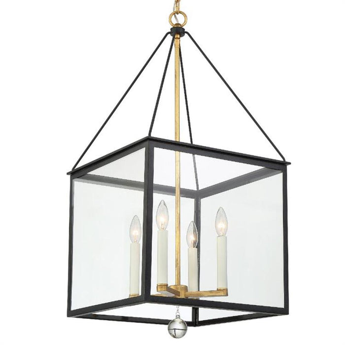 Weston 4 Light Black & Antique Gold Lantern