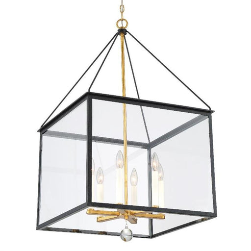 Weston 6 Light Black & Antique Gold Lantern