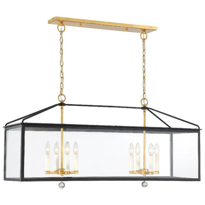 Weston 8 Light Black & Antique Gold Lantern