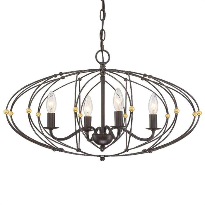 Zucca 4 Light English Bronze & Antique Gold Chandelier