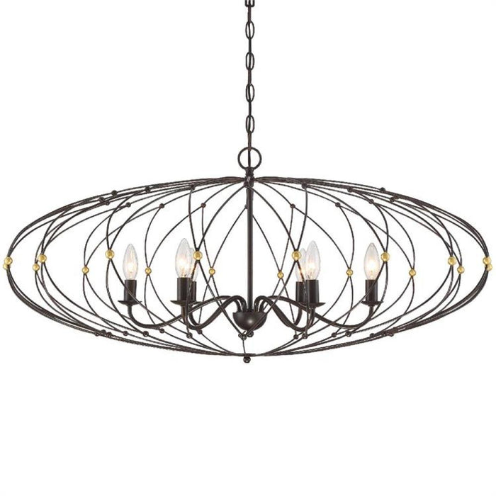 Zucca 6 Light English Bronze & Antique Gold Chandelier