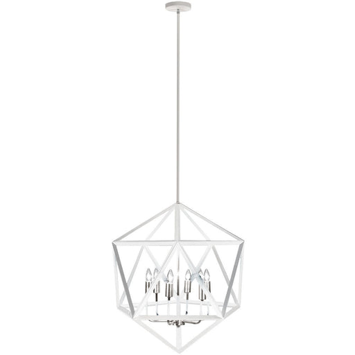 6LT Chandelier,Matte WHT/SC