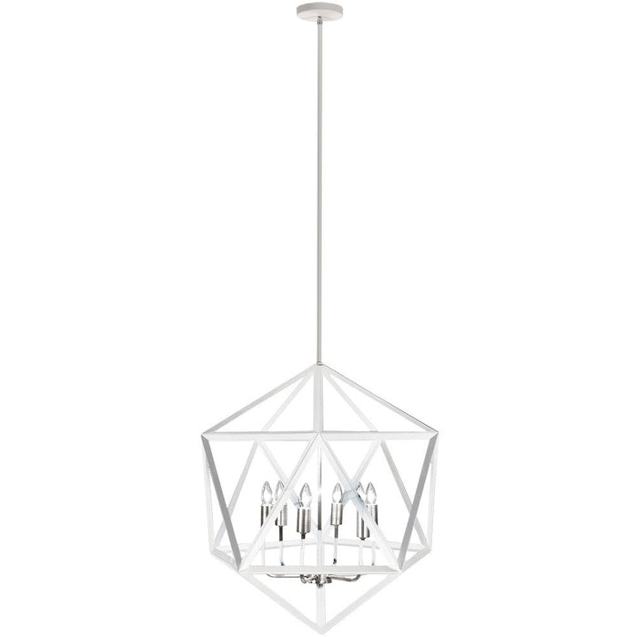 6LT Chandelier,Matte WHT/SC