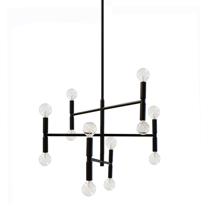 12LT Incandescent Chandelier, Matte Black