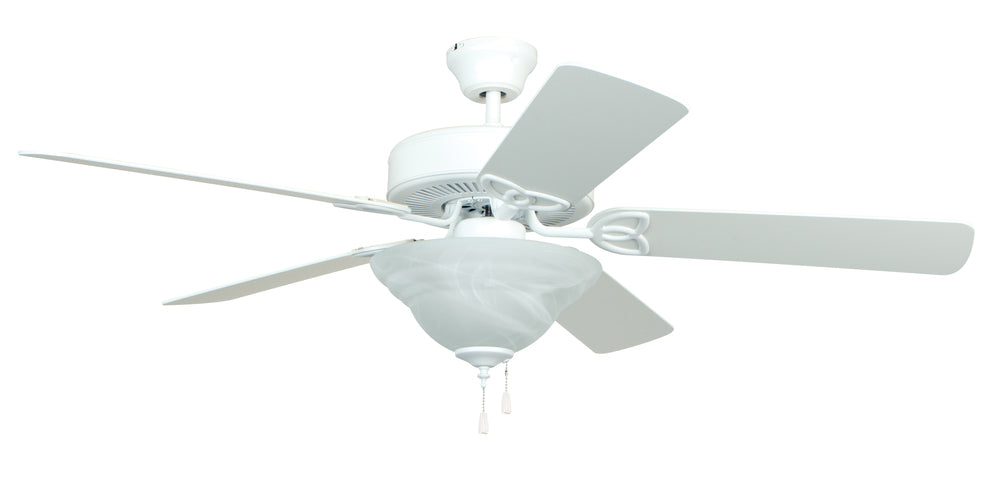 52" Ceiling Fan w/Blades & Alabaster Bowl Light Kit