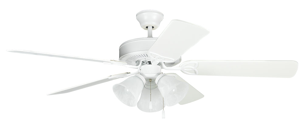 52" Ceiling Fan w/Blades & 3 Alabaster Lights