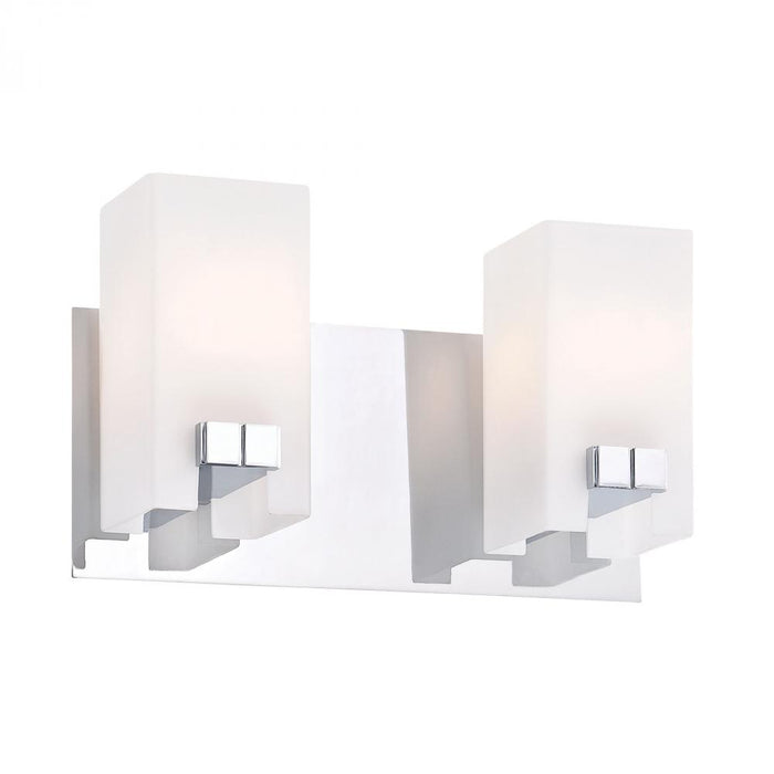 Gemelo 2-Light Vanity Lamp in Chrome with White Opal Glass