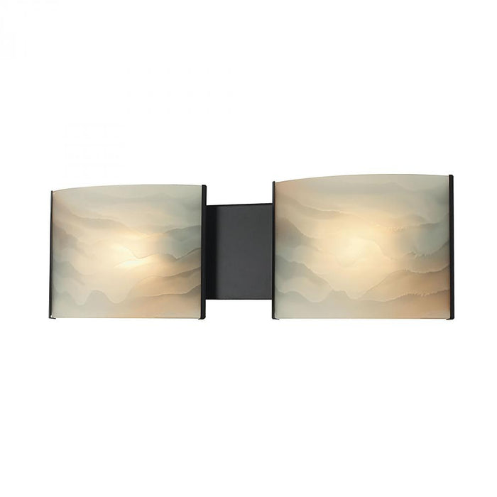 Pannelli 2-Light Vanity Sconce in Oil Rubbed Bronze with Hand-formed Honey Alabaster Glass