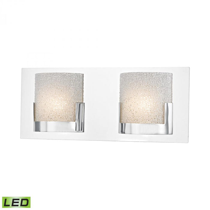 Ophelia 2-Light Vanity Sconce in Chrome with Perforated Clear Glass - Integrated LED