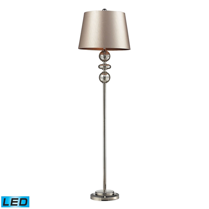 Hollis Floor Lamp in Antique Mercury Glass and Polished Nickel - LED