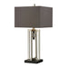 Silver Leaf Table Lamp with Crystal Accents and Grey Shade