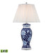 Hand-painted Table Lamp in Blue and White with Acrylic Base - LED