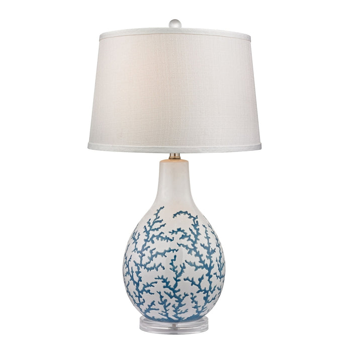 Sixpenny Blue Coral Table Lamp in White