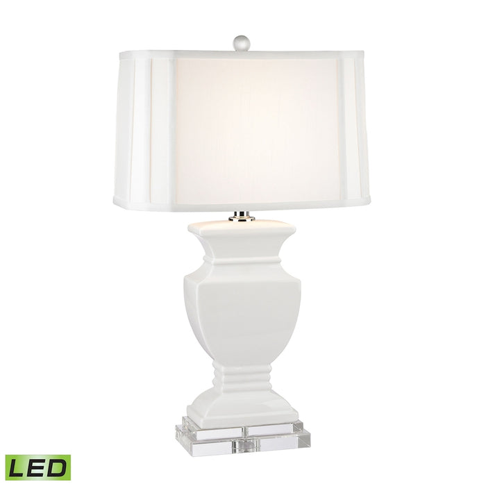 Ceramic Triumphal Urn Table Lamp in Gloss White and Crystal - LED