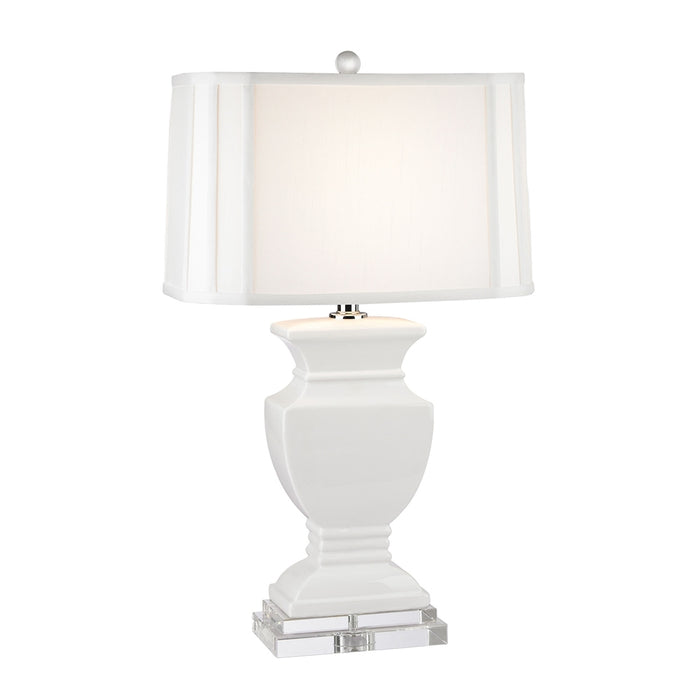 Ceramic Triumphal Urn Table Lamp in Gloss White and Crystal