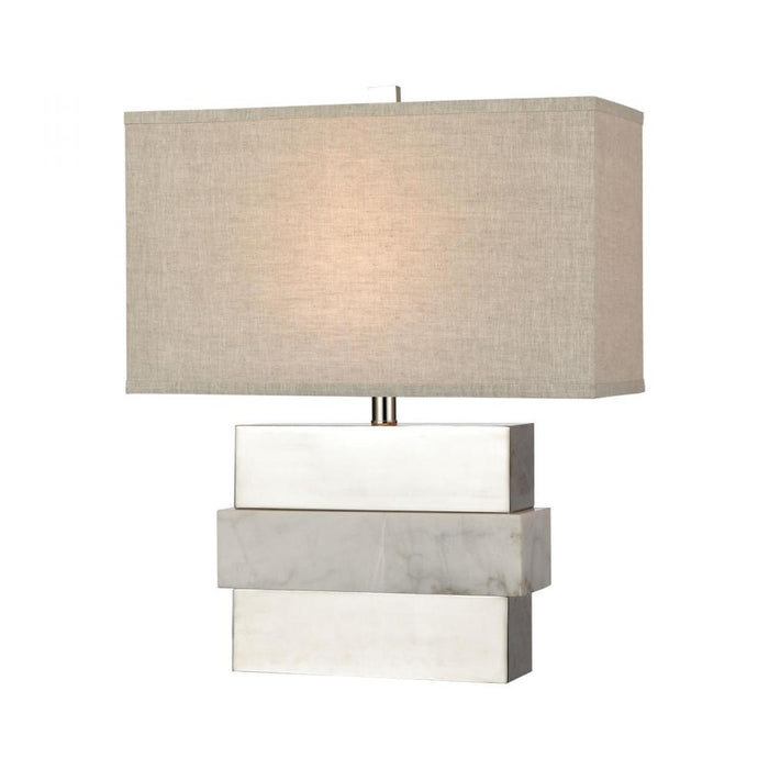 Keystone Table Lamp in White and Silver - Short