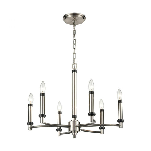 Sunsphere 6-Light Chandelier in Satin Nickel and Matte Black