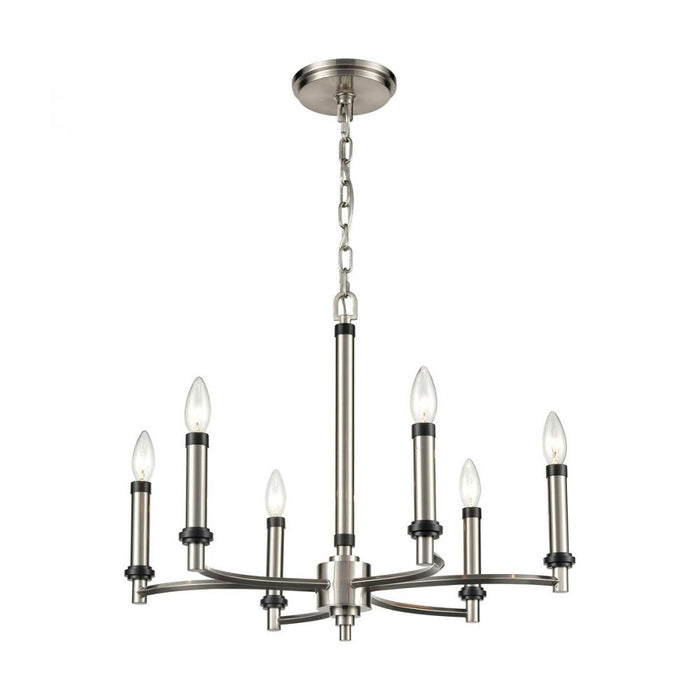 Sunsphere 6-Light Chandelier in Satin Nickel and Matte Black