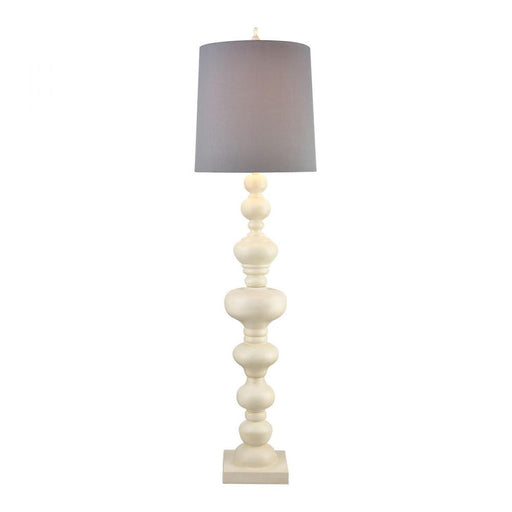 Meymac Floor Lamp in White with a Grey Faux Silk Shade