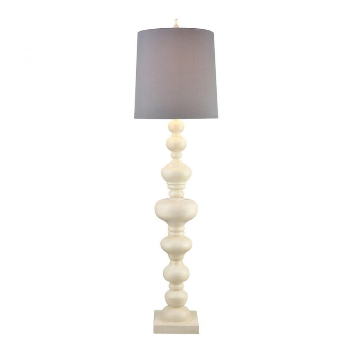 Meymac Floor Lamp in White with a Grey Faux Silk Shade