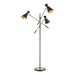 Chiron 3-Light Adjustable Floor Lamp in Black and Aged Brass with Black Metal Shades