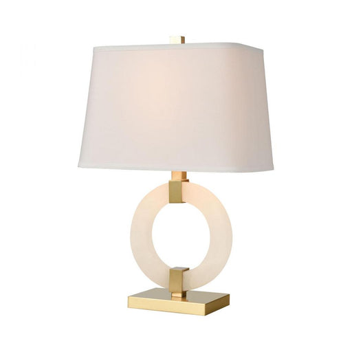 Envrion Table Lamp in Honey Brass with a White Linen Shade