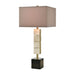 Bolster Table Lamp in Honey Brass with a Light Taupe Faux Silk Shade