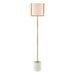 Trussed Floor Lamp in White Terazzo and Gold with a Pure White Linen Shade