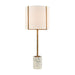 Trussed Table Lamp in White Terazzo and Gold with a Pure White Linen Shade