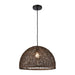 Casing 1-Light Pendant in Brown with a Hand-woven Paper Rope Shade