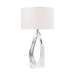 Clarity Table Lamp in Clear with a White Linen Shade