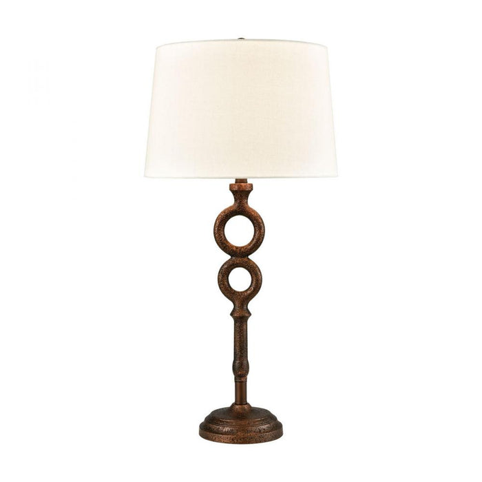 Hammered Home Table Lamp in Bronze with a Cream Linen Shade