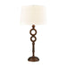 Hammered Home Table Lamp in Bronze with a Cream Linen Shade