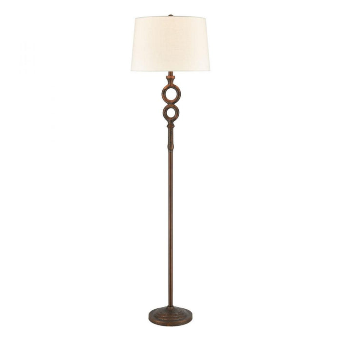 Hammered Home Floor Lamp in Bronze with a Natural Linen Shade