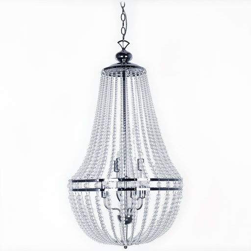 6LT Incandescent Chandelier PC w/Clr Glass Beads