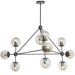 10LT Chandelier Triangular w/ Cognac Glass, BK