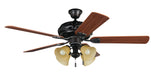 52" Ceiling Fan w/Blades & 4 Tea-Stained Lights