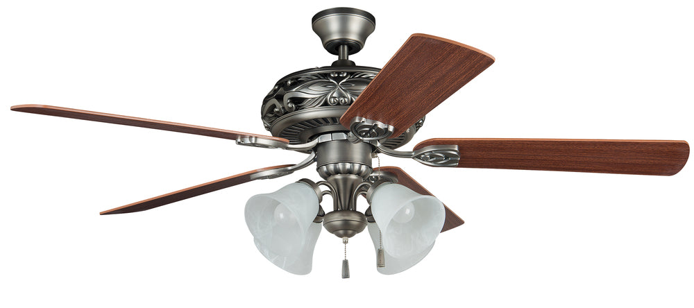 52" Ceiling Fan w/Blades & 4 Alabaster Lights