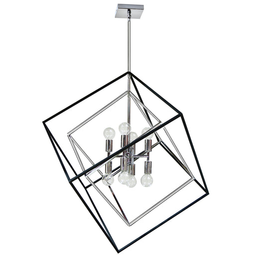 8LT Pendant, Polished Chrome & Matte Black Finish